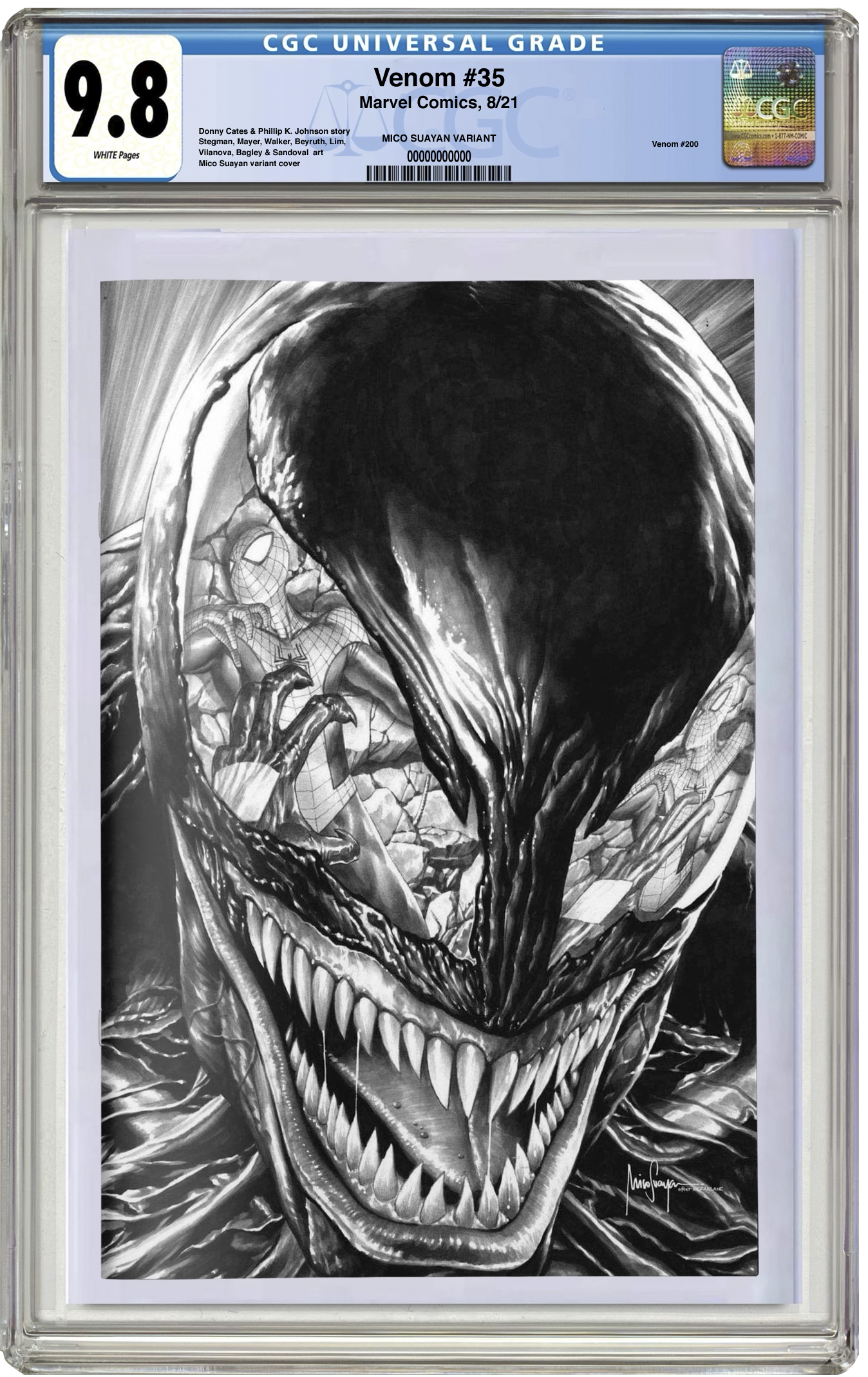 PREORDER: CGC 9.8 Venom #35 (2021) Mico Suayan Black and White Virgin Variant