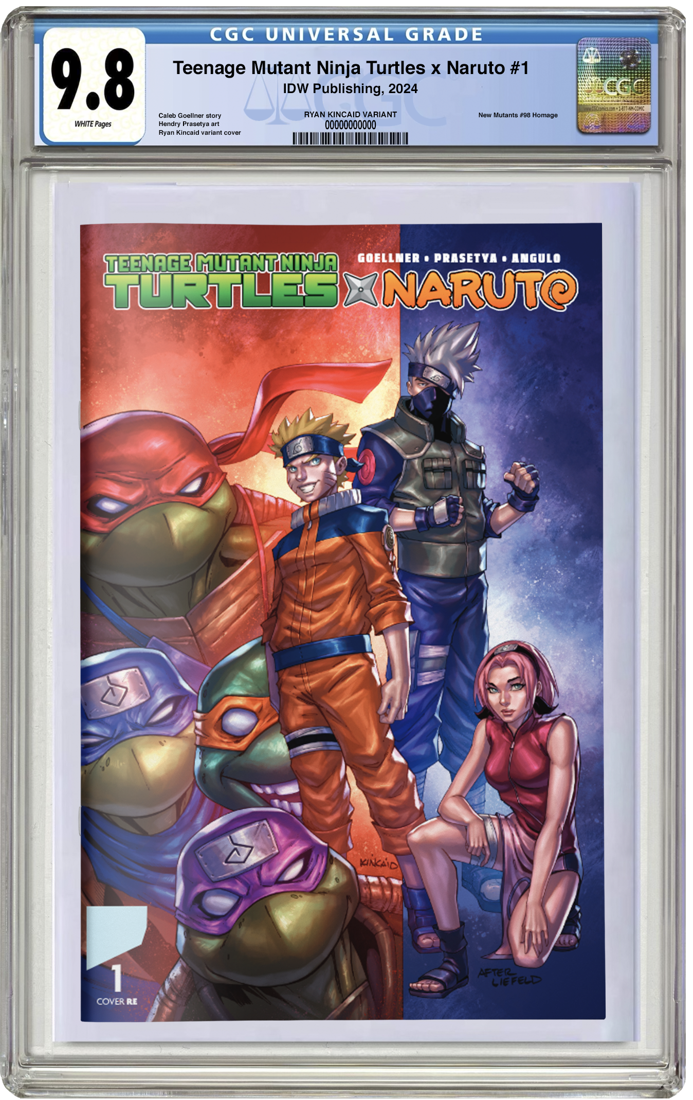 PREORDER: CGC 9.8 TMNT x Naruto #1 Ryan Kincaid New Mutants #98 Trade Dress Homage Variant