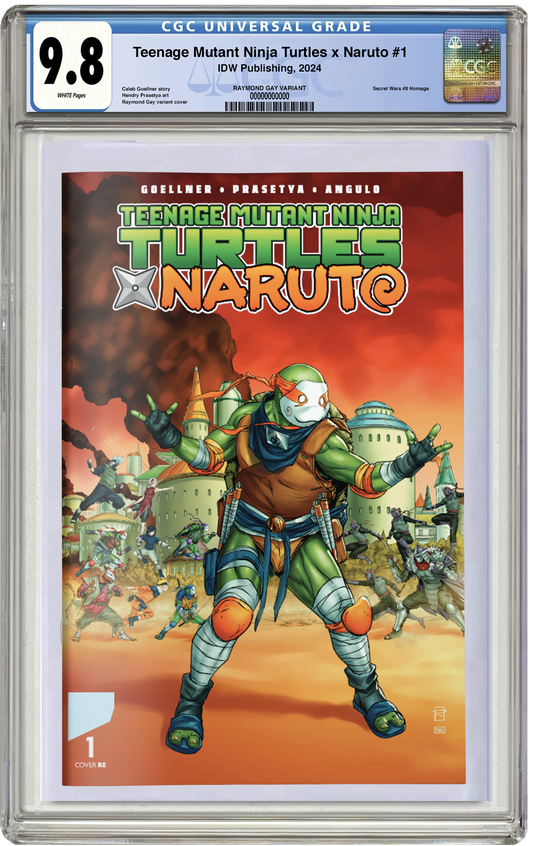 PREORDER: CGC 9.8 TMNT x Naruto #1 Raymond Gay Secret Wars #8 Trade Dress Homage Variant